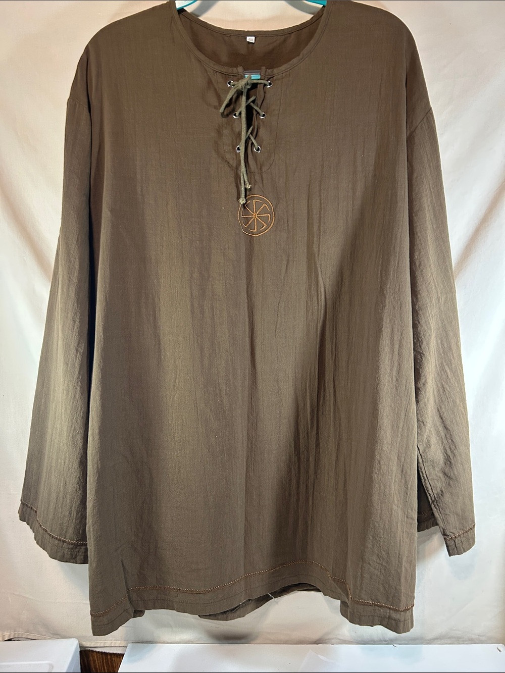 Men's Brown Lace-Up Casual Shirt